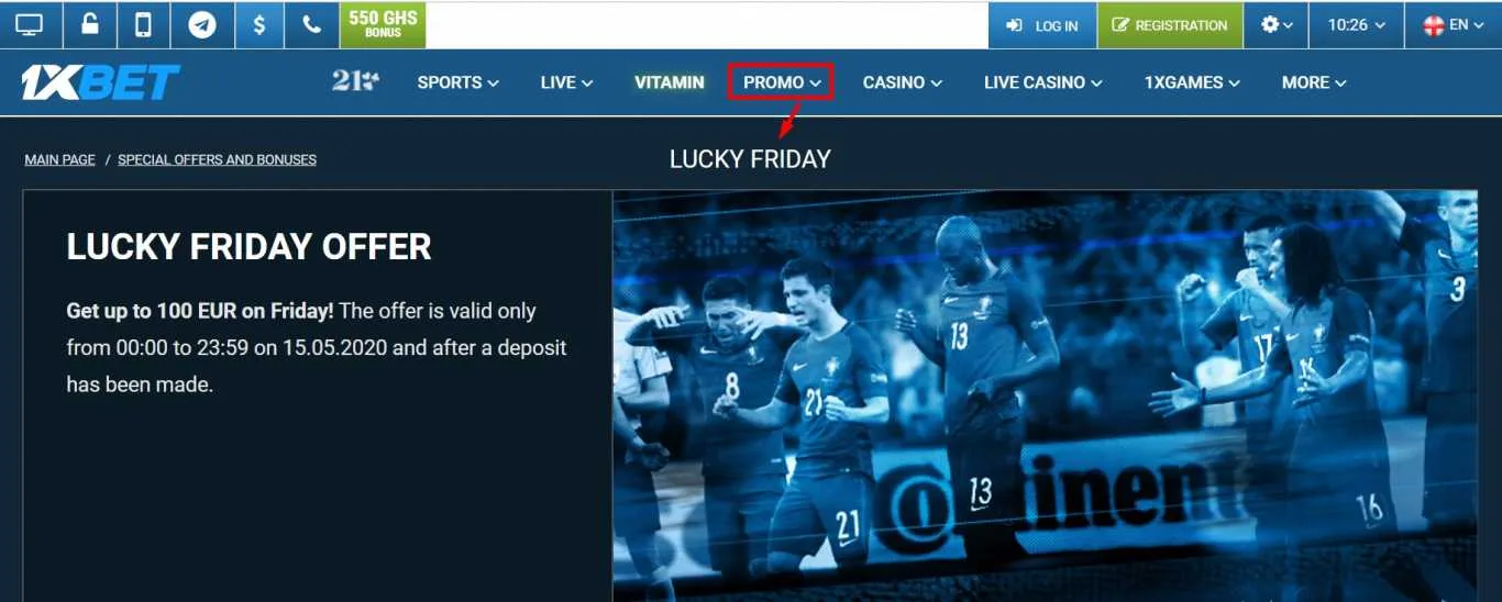 1xBet Friday Bonus details